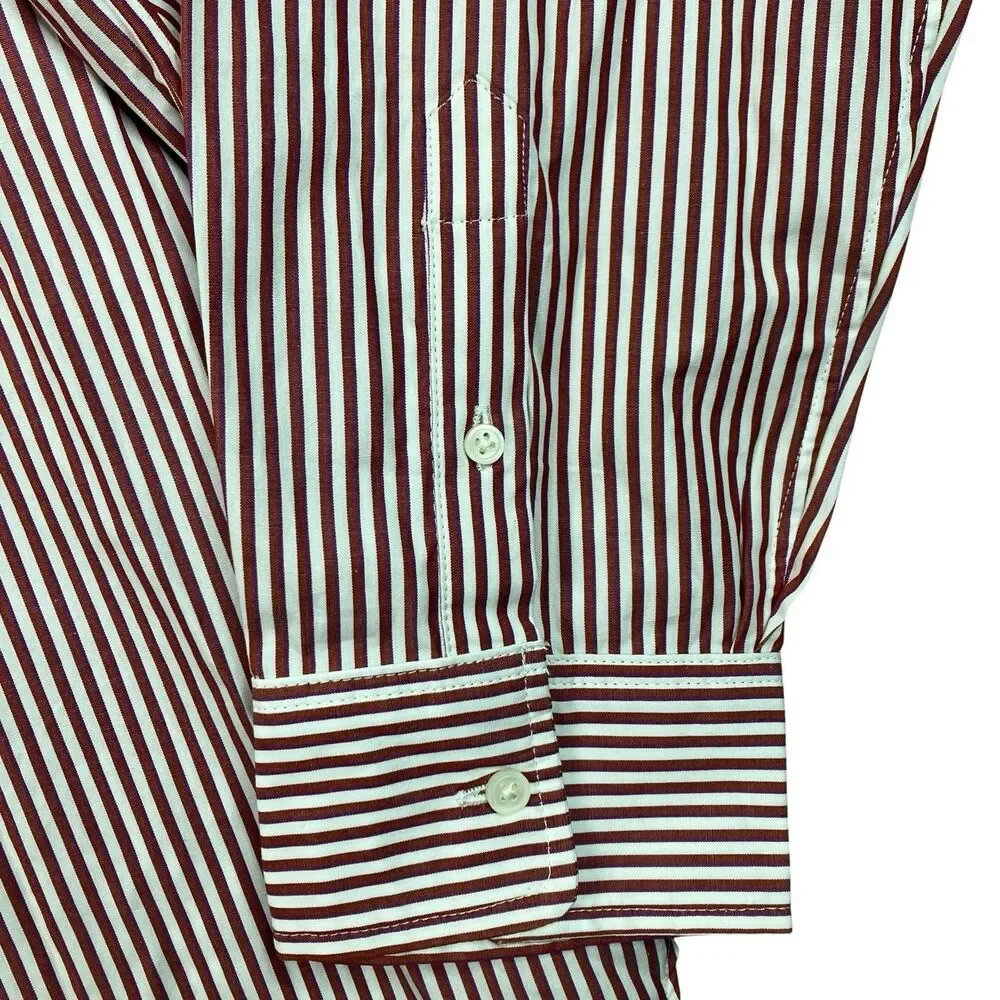 J Crew Jules Poplin Button Up Shirt Womens 18 Burgundy Striped CN851‎